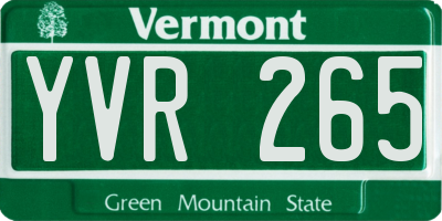 VT license plate YVR265