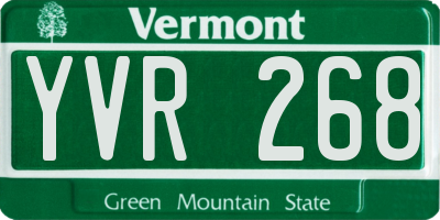 VT license plate YVR268