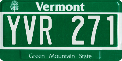 VT license plate YVR271