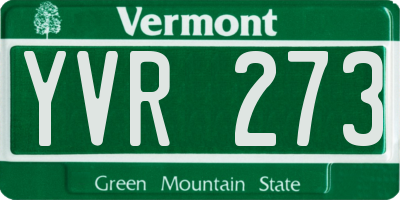 VT license plate YVR273