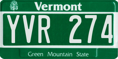 VT license plate YVR274