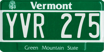 VT license plate YVR275