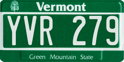 VT license plate YVR279
