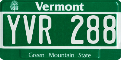 VT license plate YVR288