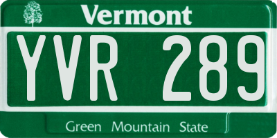VT license plate YVR289