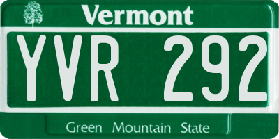 VT license plate YVR292