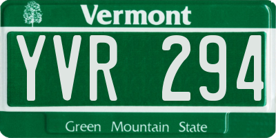 VT license plate YVR294