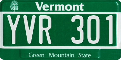 VT license plate YVR301