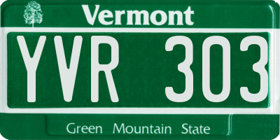 VT license plate YVR303