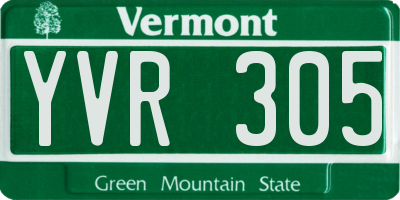 VT license plate YVR305
