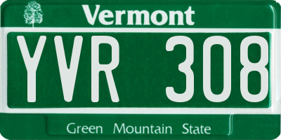 VT license plate YVR308