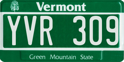 VT license plate YVR309