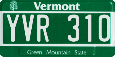 VT license plate YVR310