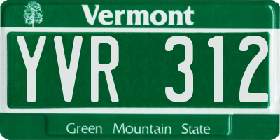 VT license plate YVR312