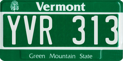 VT license plate YVR313