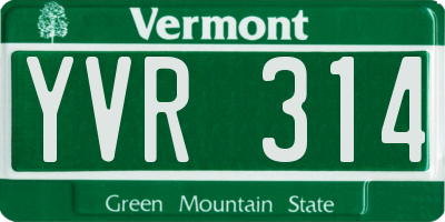 VT license plate YVR314