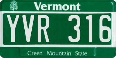 VT license plate YVR316
