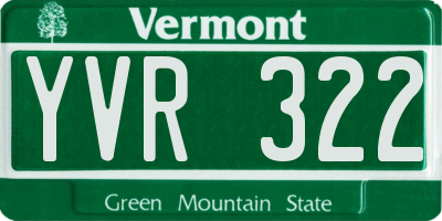 VT license plate YVR322