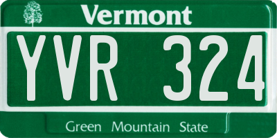 VT license plate YVR324