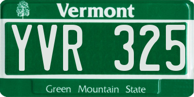 VT license plate YVR325