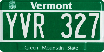 VT license plate YVR327