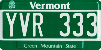 VT license plate YVR333