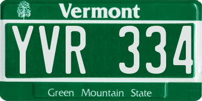 VT license plate YVR334
