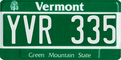 VT license plate YVR335
