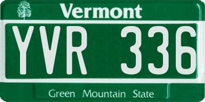 VT license plate YVR336