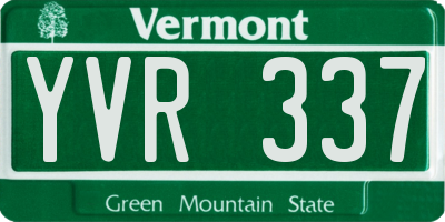 VT license plate YVR337