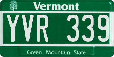 VT license plate YVR339