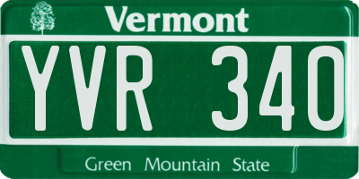 VT license plate YVR340