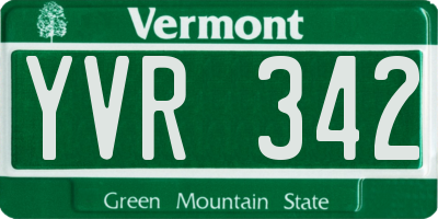 VT license plate YVR342
