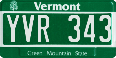 VT license plate YVR343