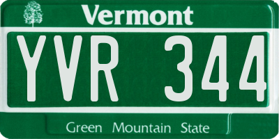 VT license plate YVR344
