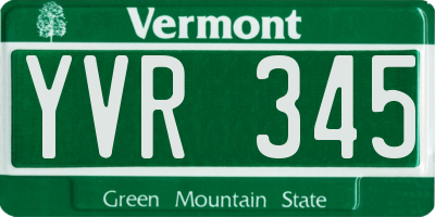 VT license plate YVR345