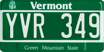 VT license plate YVR349