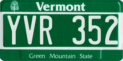 VT license plate YVR352
