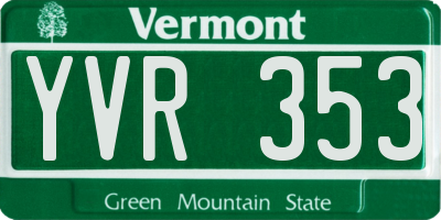 VT license plate YVR353