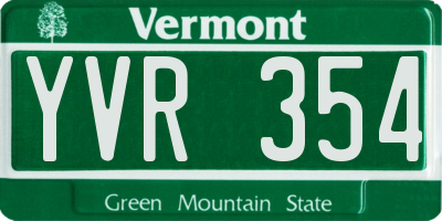 VT license plate YVR354