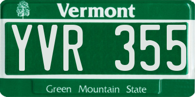 VT license plate YVR355