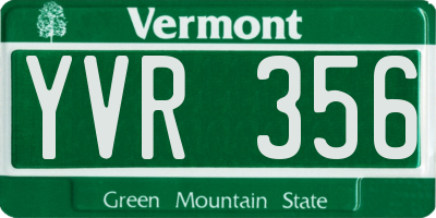 VT license plate YVR356