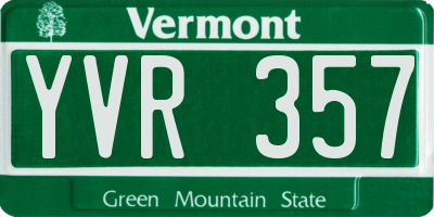 VT license plate YVR357