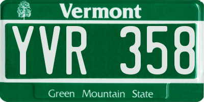 VT license plate YVR358