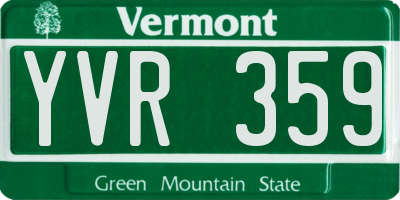 VT license plate YVR359