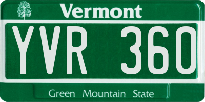 VT license plate YVR360