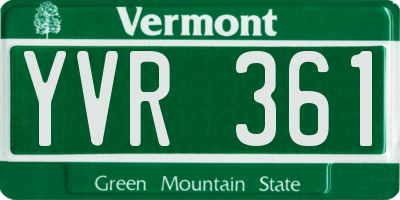VT license plate YVR361