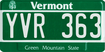VT license plate YVR363