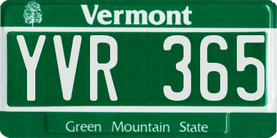 VT license plate YVR365