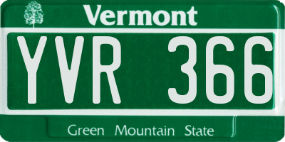 VT license plate YVR366